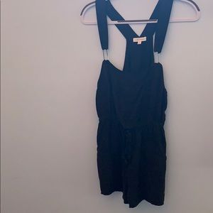 Black overalls with silky material